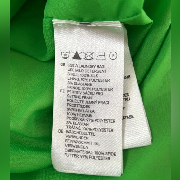 Versace for H&M Vibrant Green and Blue Heart Pattern Dress with Fringe - Size 8 - Picture 4 of 4